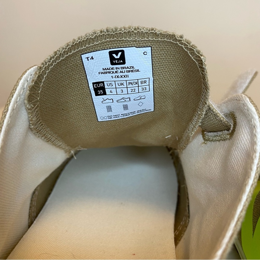 VEJA x BONPOINT Ollie Touch Strap Canvas Sneakers Dune Beige Sz 35 US 4 Unisex - Picture 9 of 11